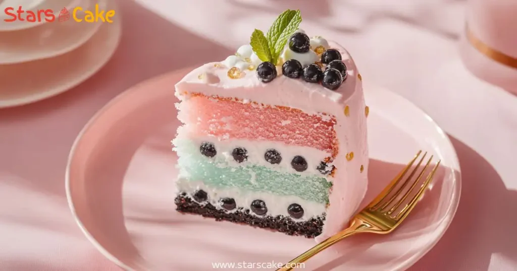 Slice of boba cake with tapioca pearls