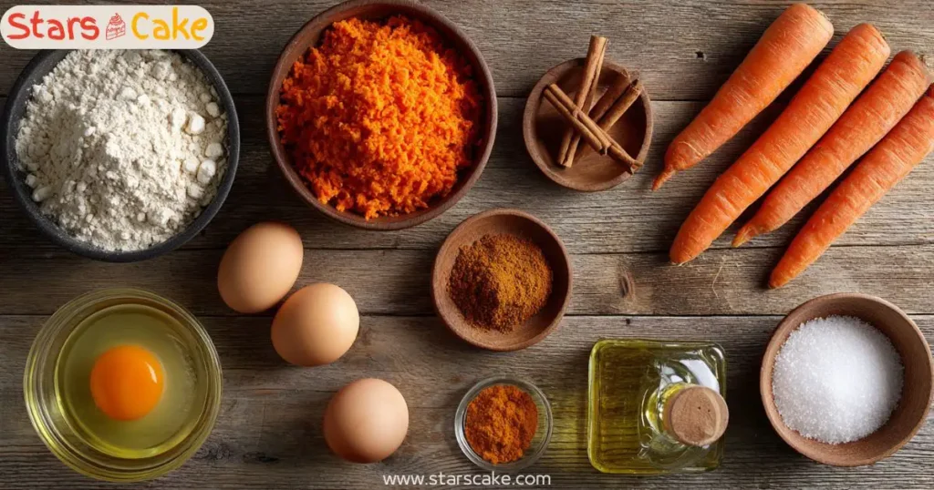gluten-free carrot cupcake ingredients flat lay
