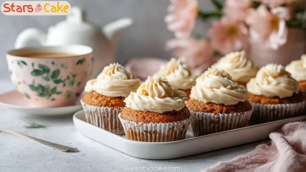 gluten free carrot cake cupcakes on tray
