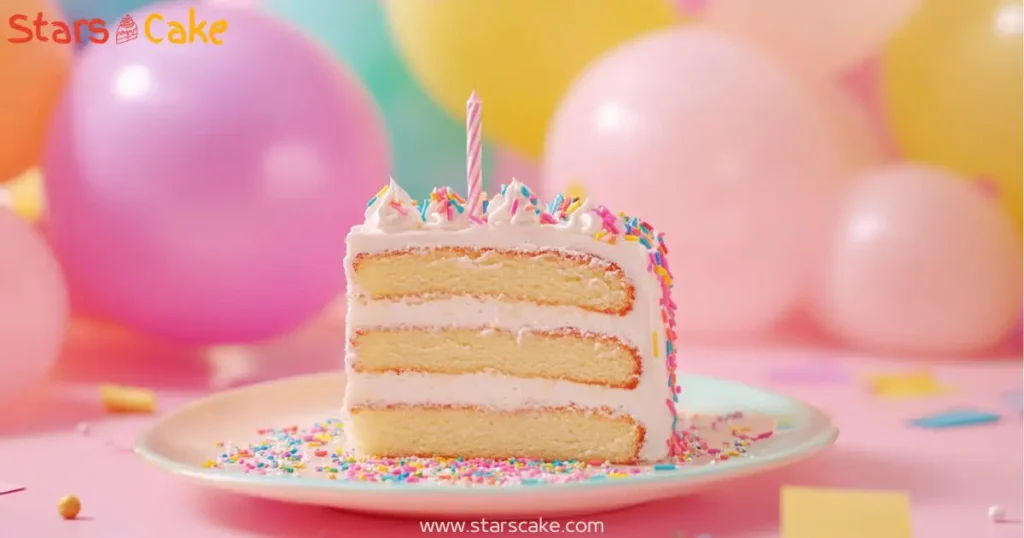 slice of happy birthday cake served