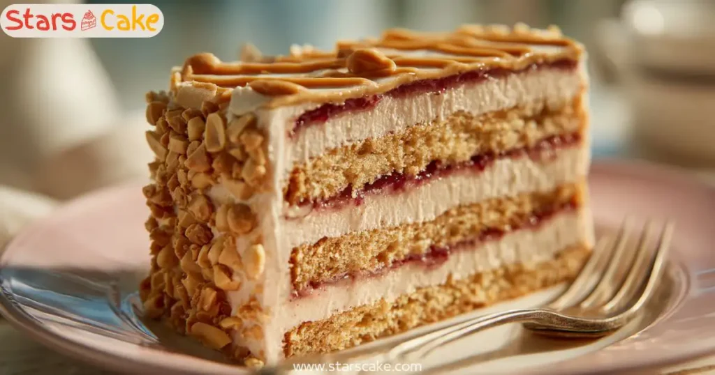 loaf cake slice of peanut butter jam cake with four corners