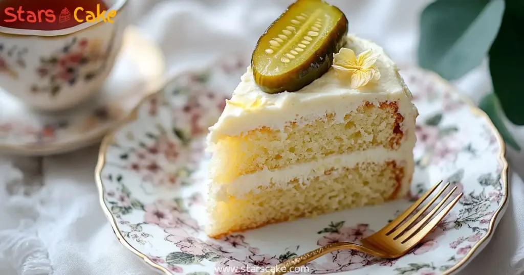 pickle cake slice Slice of pickle cake on plate