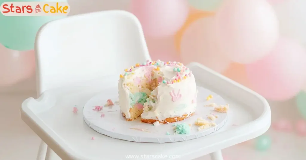 smashed birthday smash cakes with baby handprint