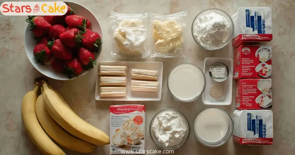 ingredients for strawberry banana pudding
