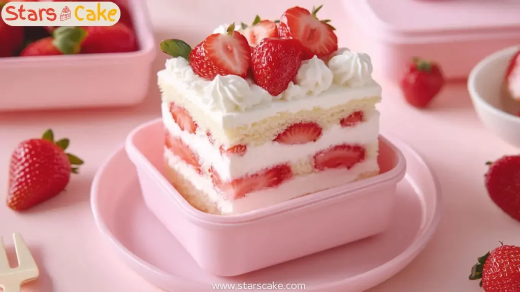 Allergy-friendly strawberry shortcake lunchbox cake