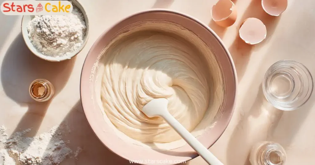 superhero cake batter Overhead mixing overhead view mixing cake batter in pale ceramic bowl
